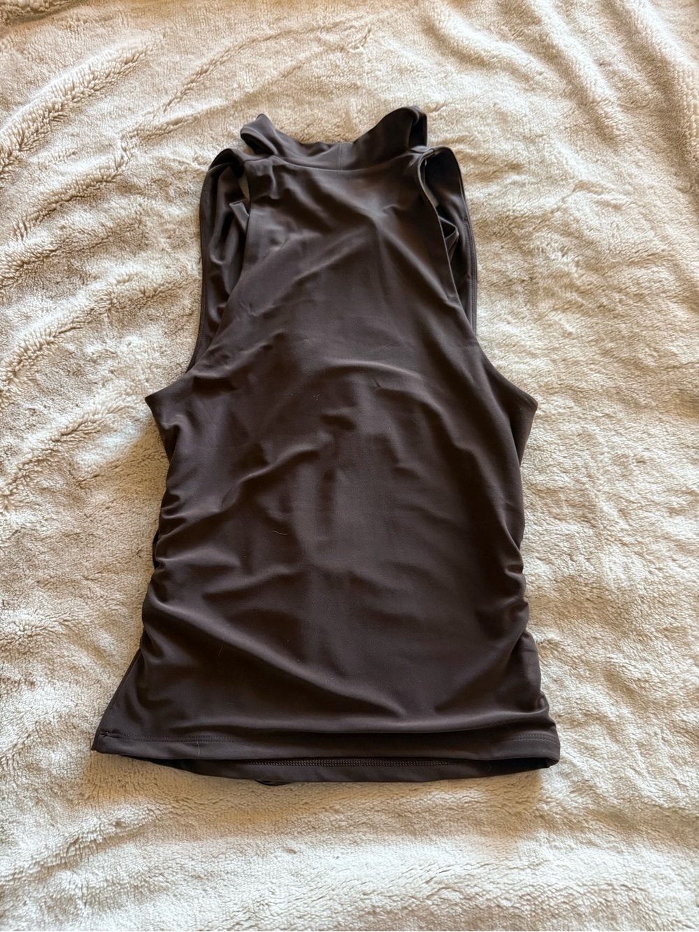 Ten by Babaton smooth matter Penthouse Sleeveless Brown Top front scarf XS - Picture 5 of 8